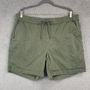 Quice Drawstring Shorts Mens XL Olive Green Beach Vacation 7" Inseam Excellent